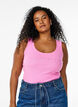 Slim-fit tank top with rhinestones, Pink, Model image number 0
