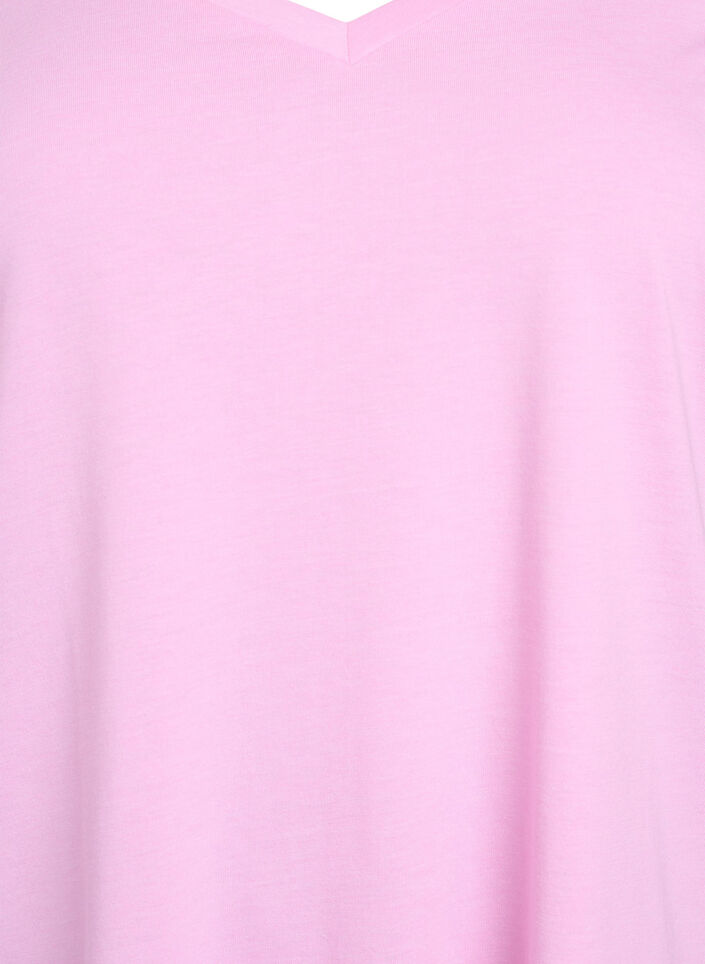 Short sleeve t-shirt with v-neckline, Pink, Packshot image number 2