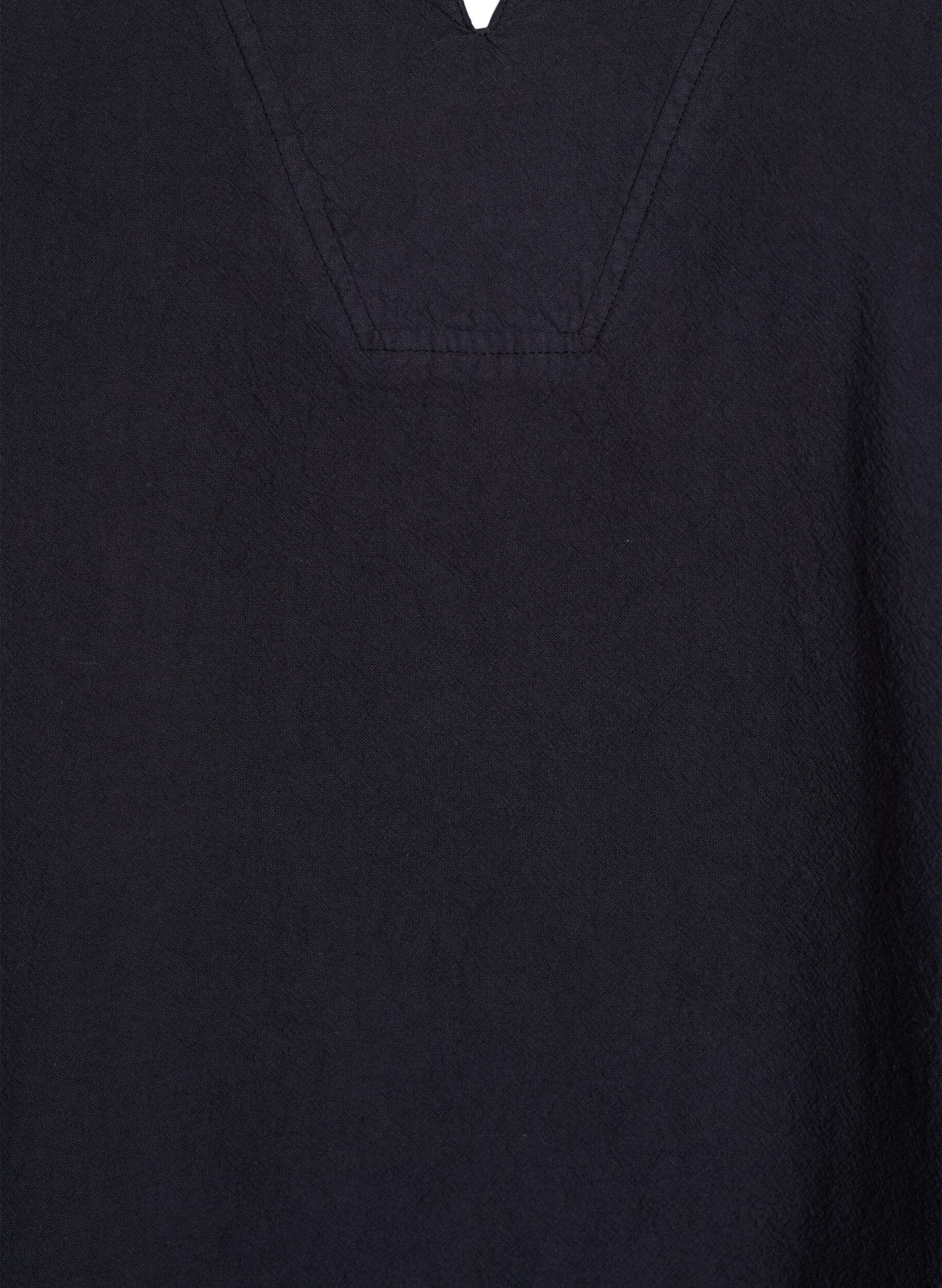 Zizzifashion Loose blouse with collar and 1/2 sleeves, Black, Packshot image number 2