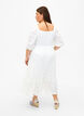 Maxi dress with lace pattern and a square neckline, White, Model image number 1