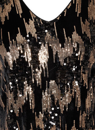 Long-sleeved velour dress with sequins, Black w. Sequins, Packshot image number 2