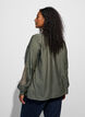 Viscose shirt with embroidered sleeves, Green, Model image number 2