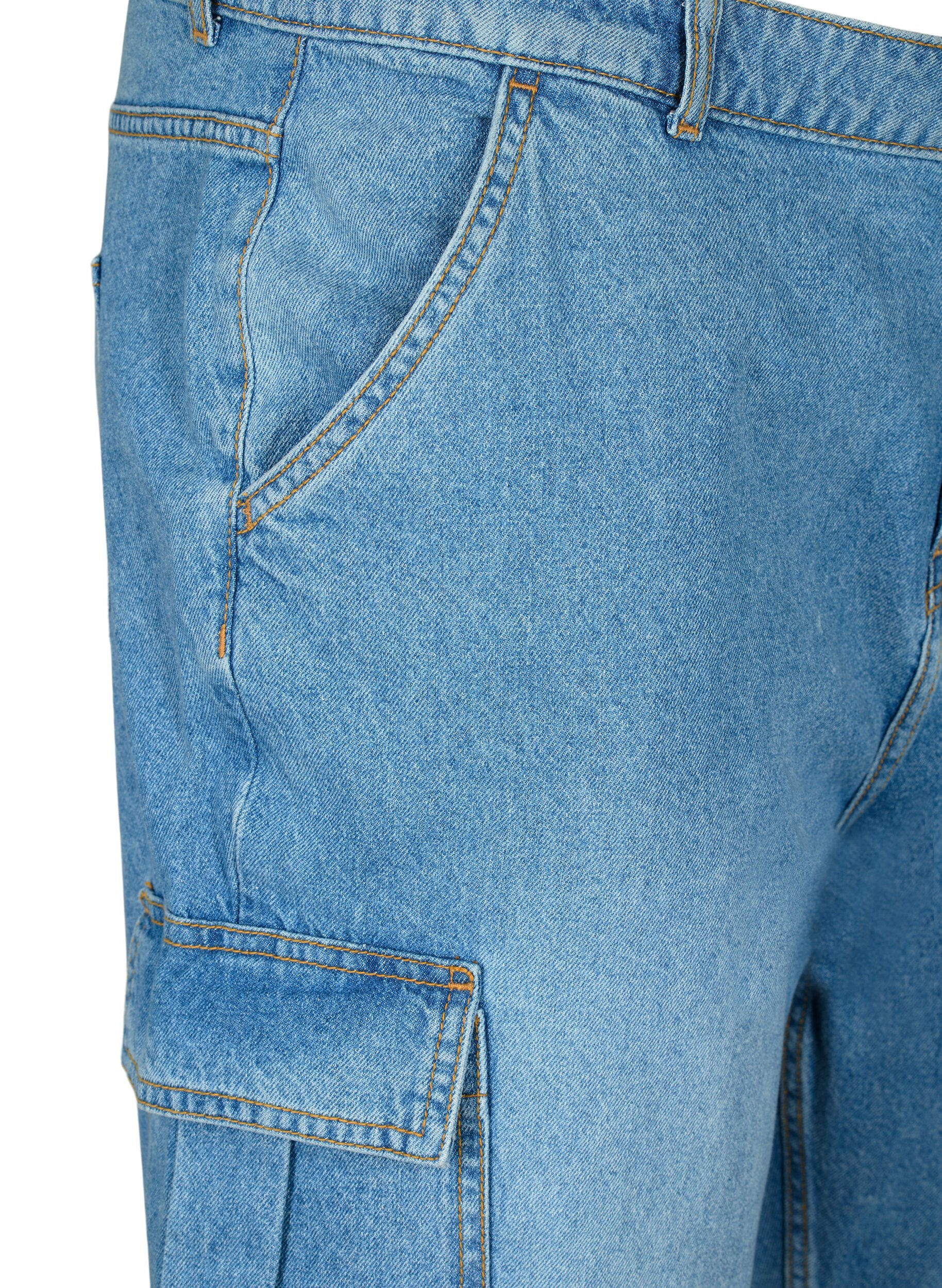 Zizzifashion Loose-fitting jeans with cargo pockets, Light blue, Packshot image number 2