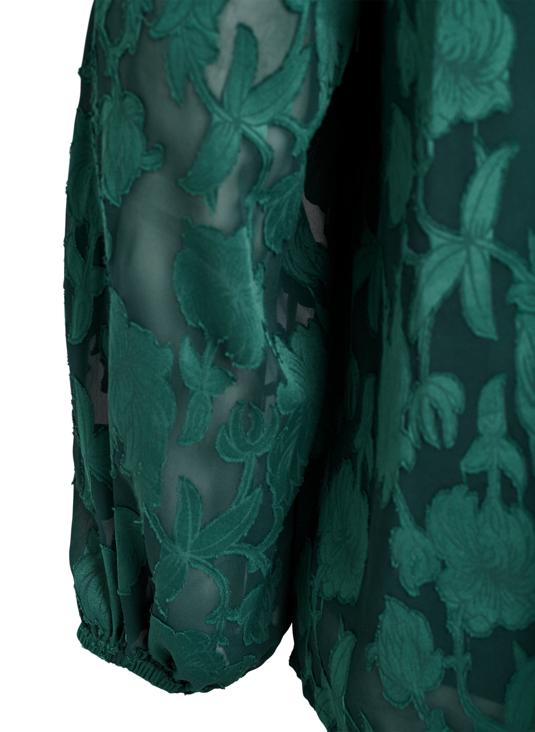 Zizzifashion Blouse with buttons and floral pattern, Green, Packshot image number 3
