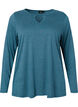 Melange blouse with long sleeves, Legion Blue Mel., Packshot image number 0