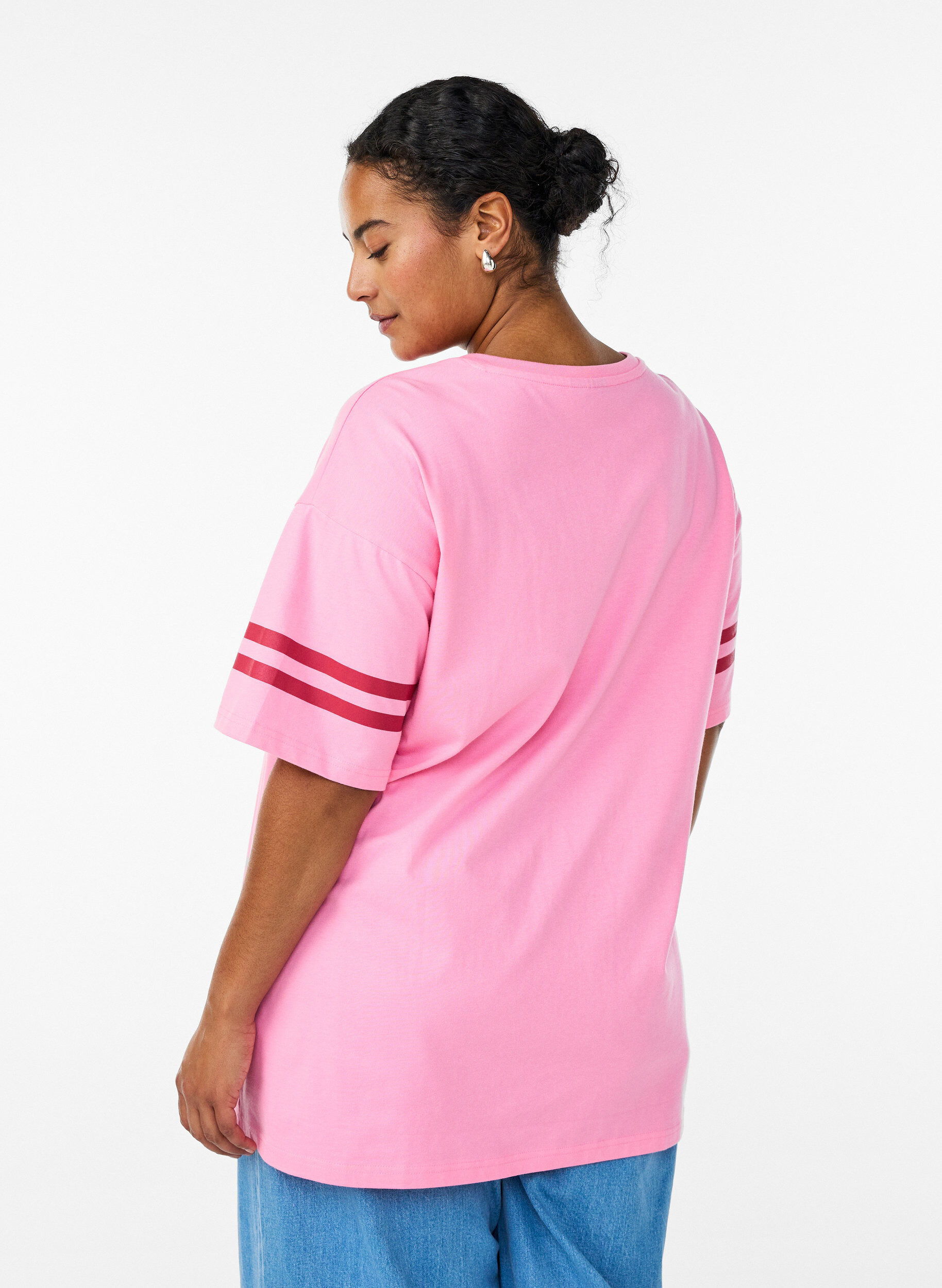 Zizzifashion Sporty oversized college T-shirt, Pink, Model image number 2