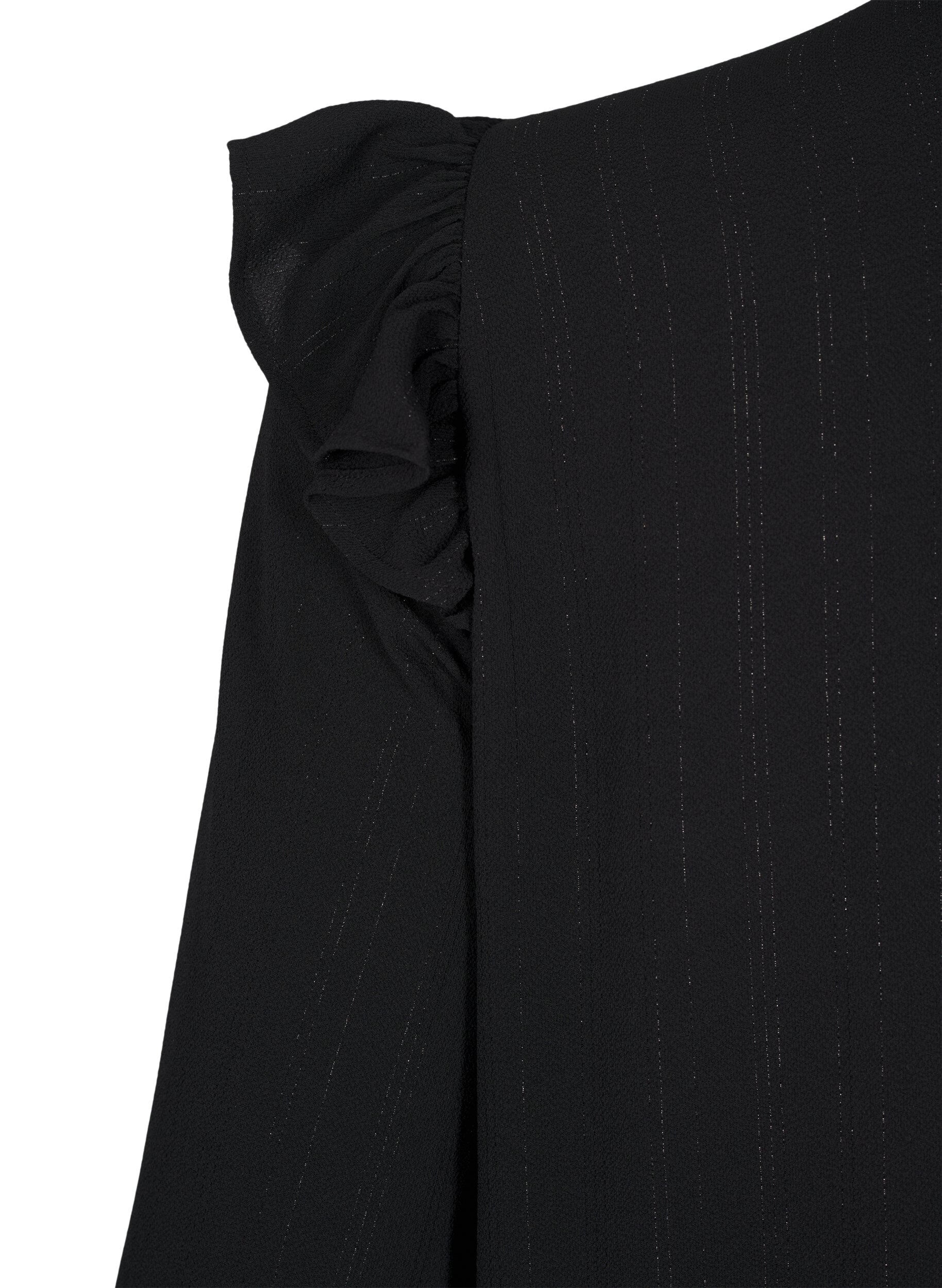 Zizzifashion Short dress with ruffles and glitter, Black, Packshot image number 3