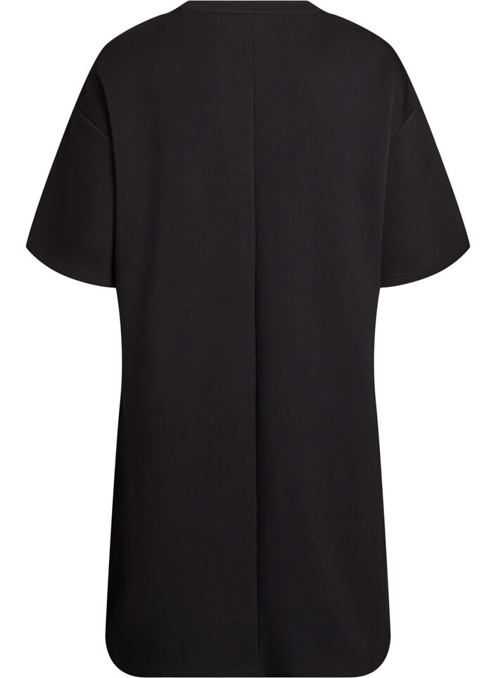 T-shirt dress in jersey with side slits, Black, Packshot image number 1