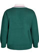 Knit blouse with polo collar and contrast stripes, Green, Packshot image number 1