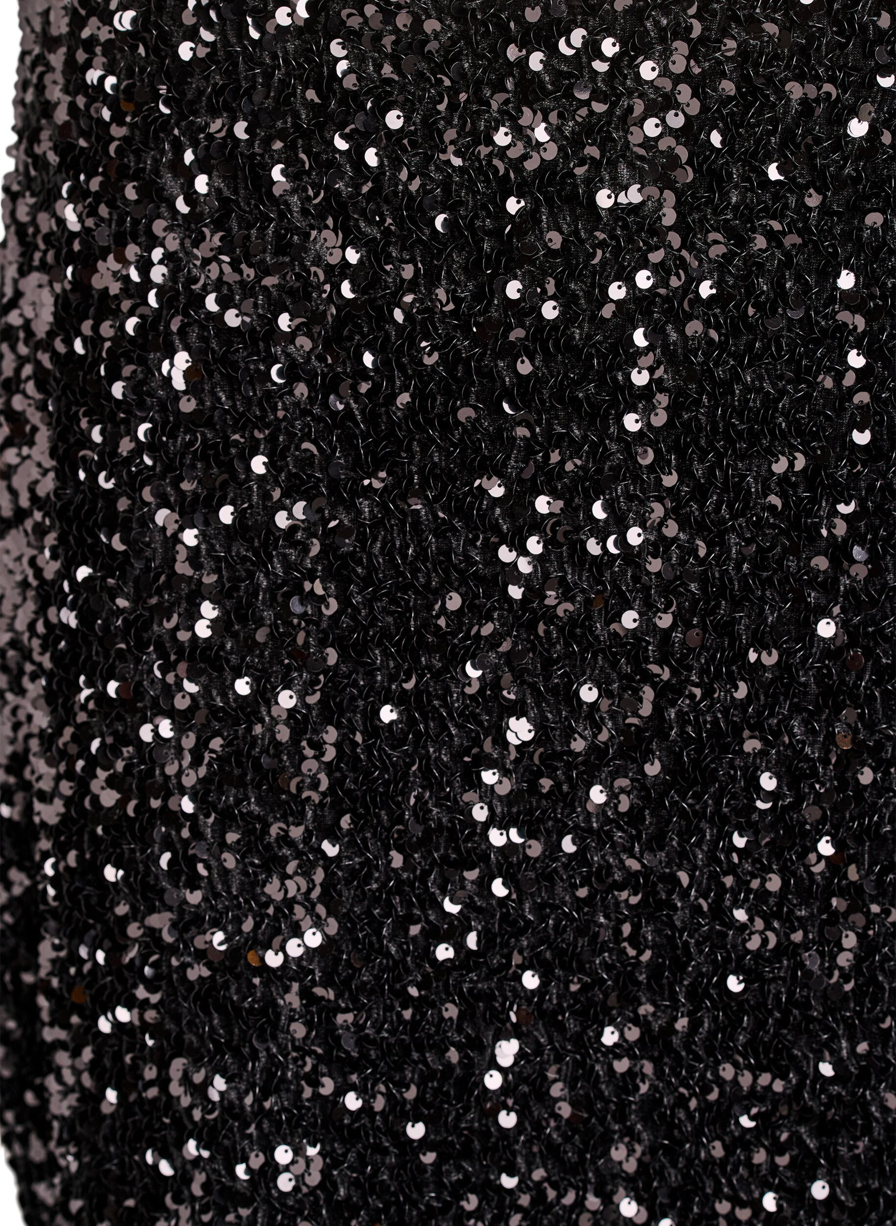 Zizzifashion Short sequin skirt with an elasticated waistband, Black, Packshot image number 2