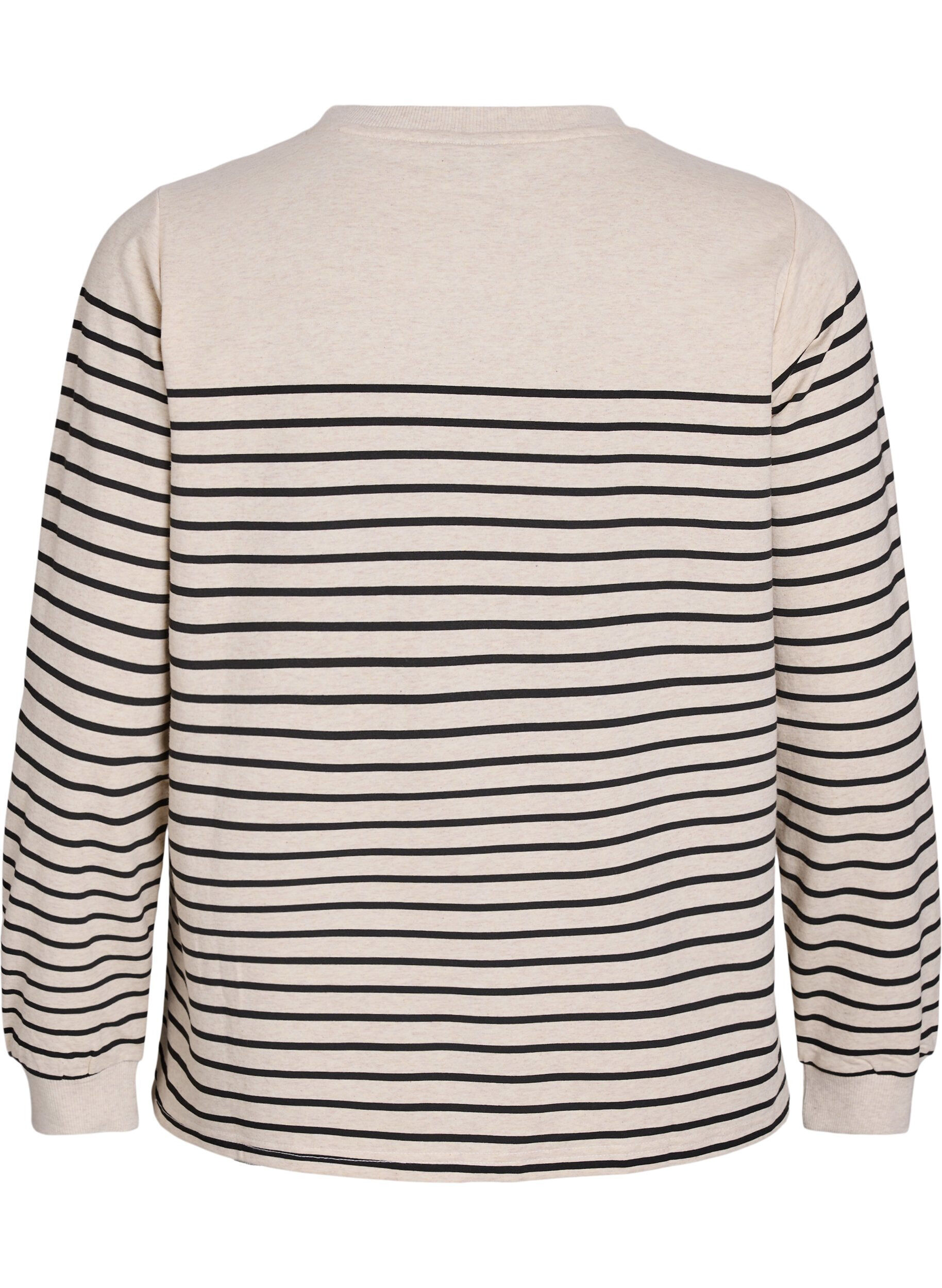 Zizzifashion Sweatshirt with stripes and text print, Beige, Packshot image number 1
