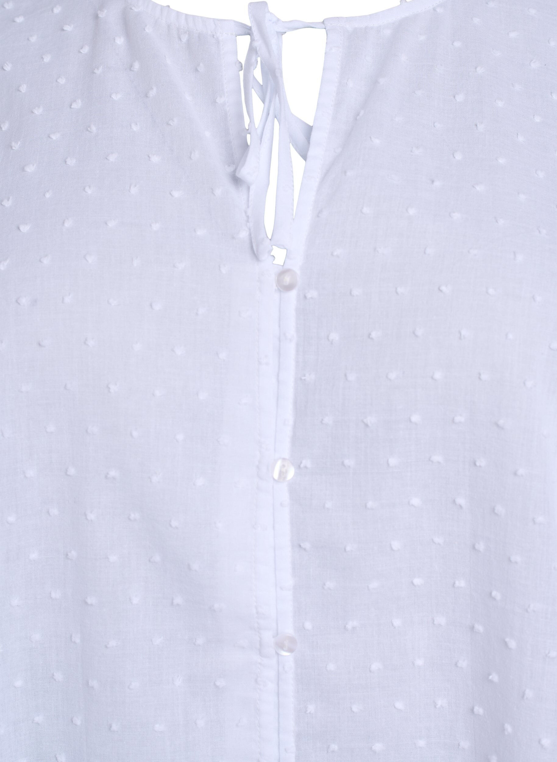 Zizzifashion Shirt blouse with tie string and dotted texture, White, Packshot image number 2