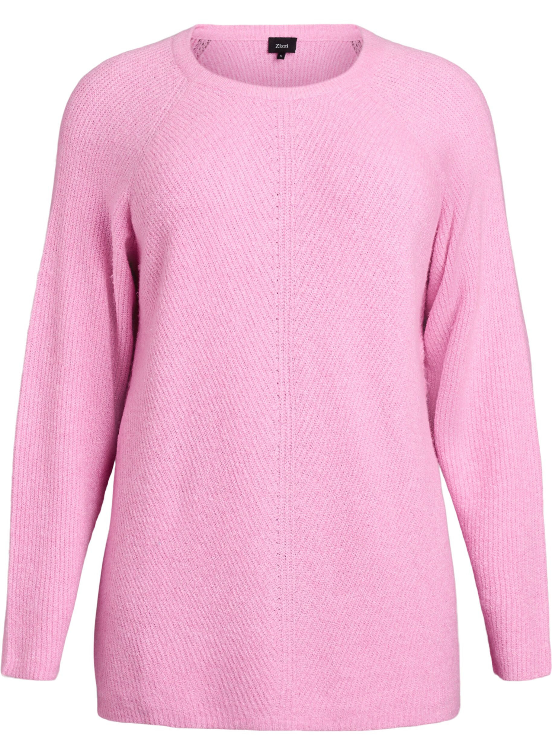 ZizzifashionKnitted jumper with a diagonal pattern and raglan sleeves, Pink, Packshot image number 0