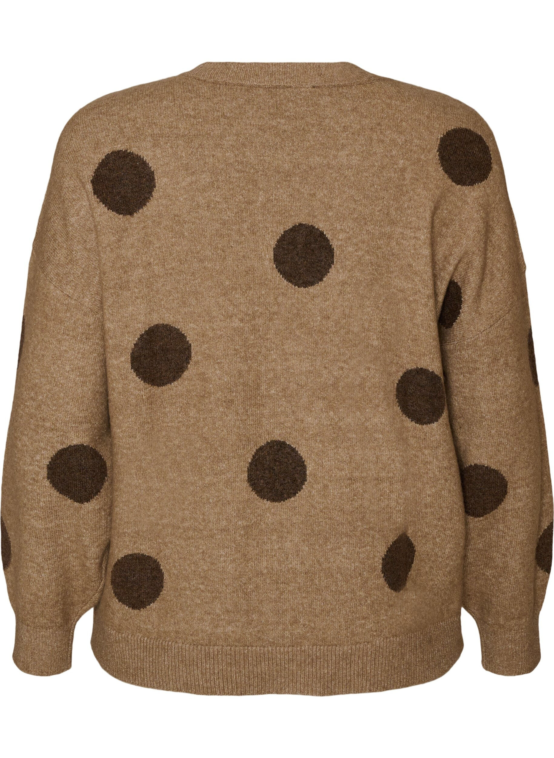 ZizzifashionKnitted blouse with a dotted pattern, Brown, Packshot image number 1