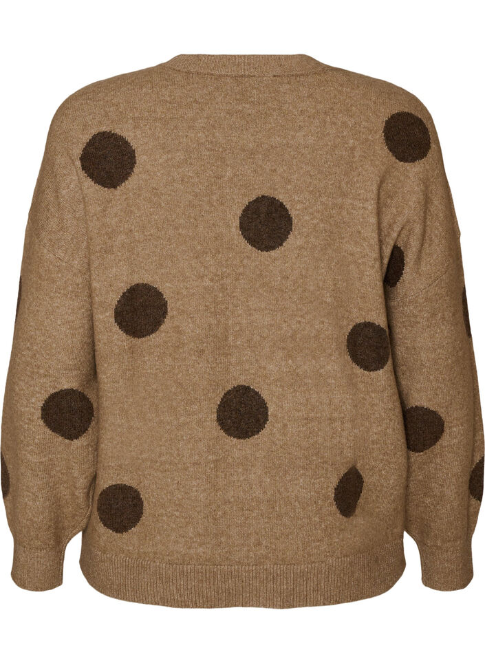 Knitted blouse with a dotted pattern, Brown, Packshot image number 1