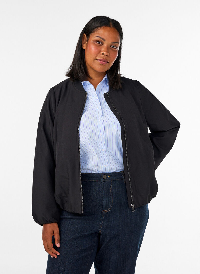 Lightweight jacket with a balloon silhouette, Black, Model image number 0