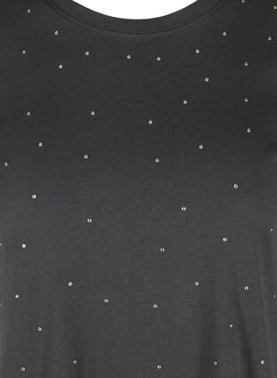Short-sleeved cotton t-shirt  with rhinestones, Black Acid, Packshot image number 2