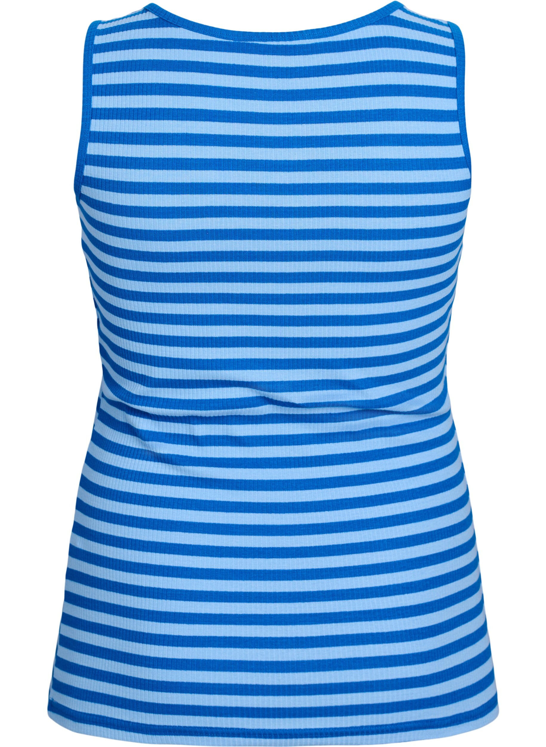 Zizzifashion Striped tank top with a rib structure, Light Blue, Packshot image number 1