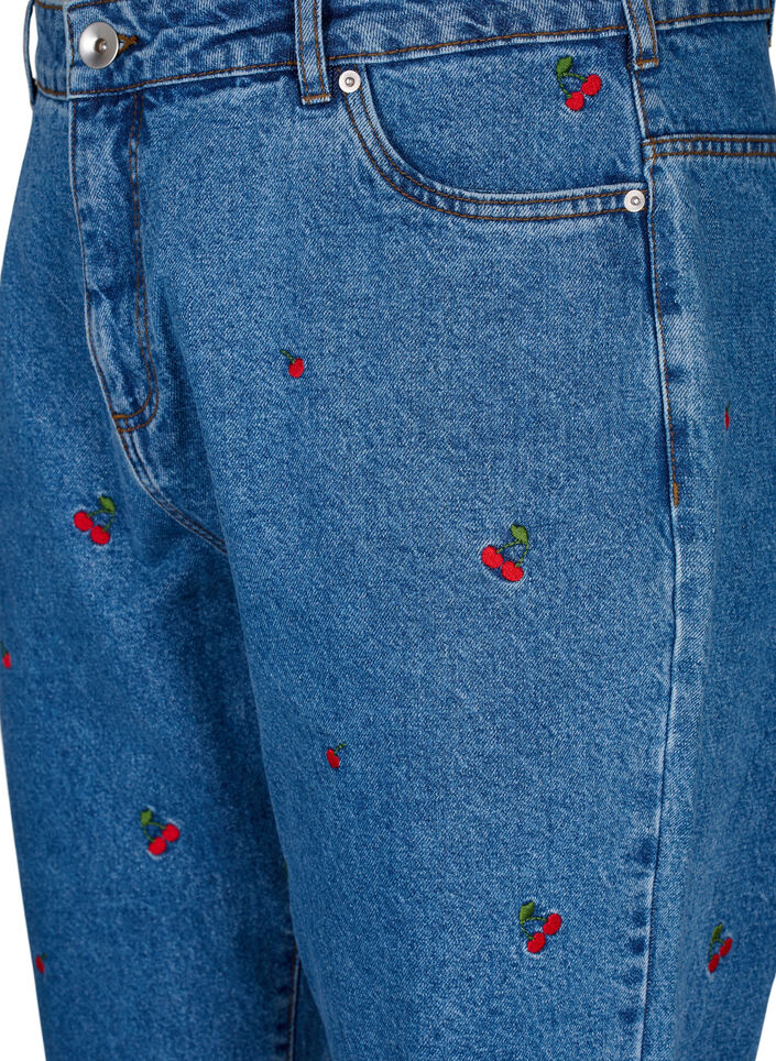 Mille mom fit jeans with embroidery, Light Blue, Packshot image number 2
