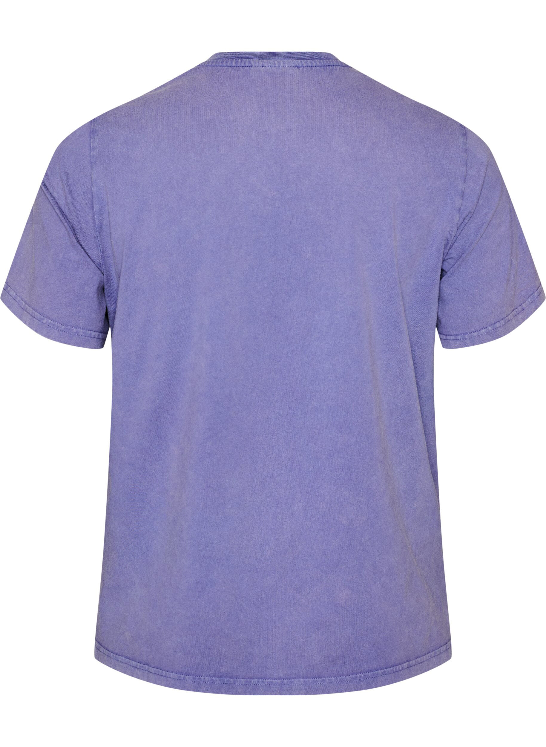 Zizzifashion Cotton T-shirt with front print and a washed look, Purple, Packshot image number 1