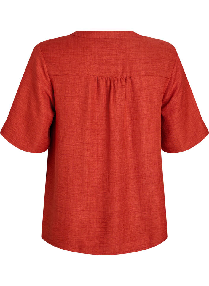V-neck shirt blouse with short sleeves, Red, Packshot image number 1