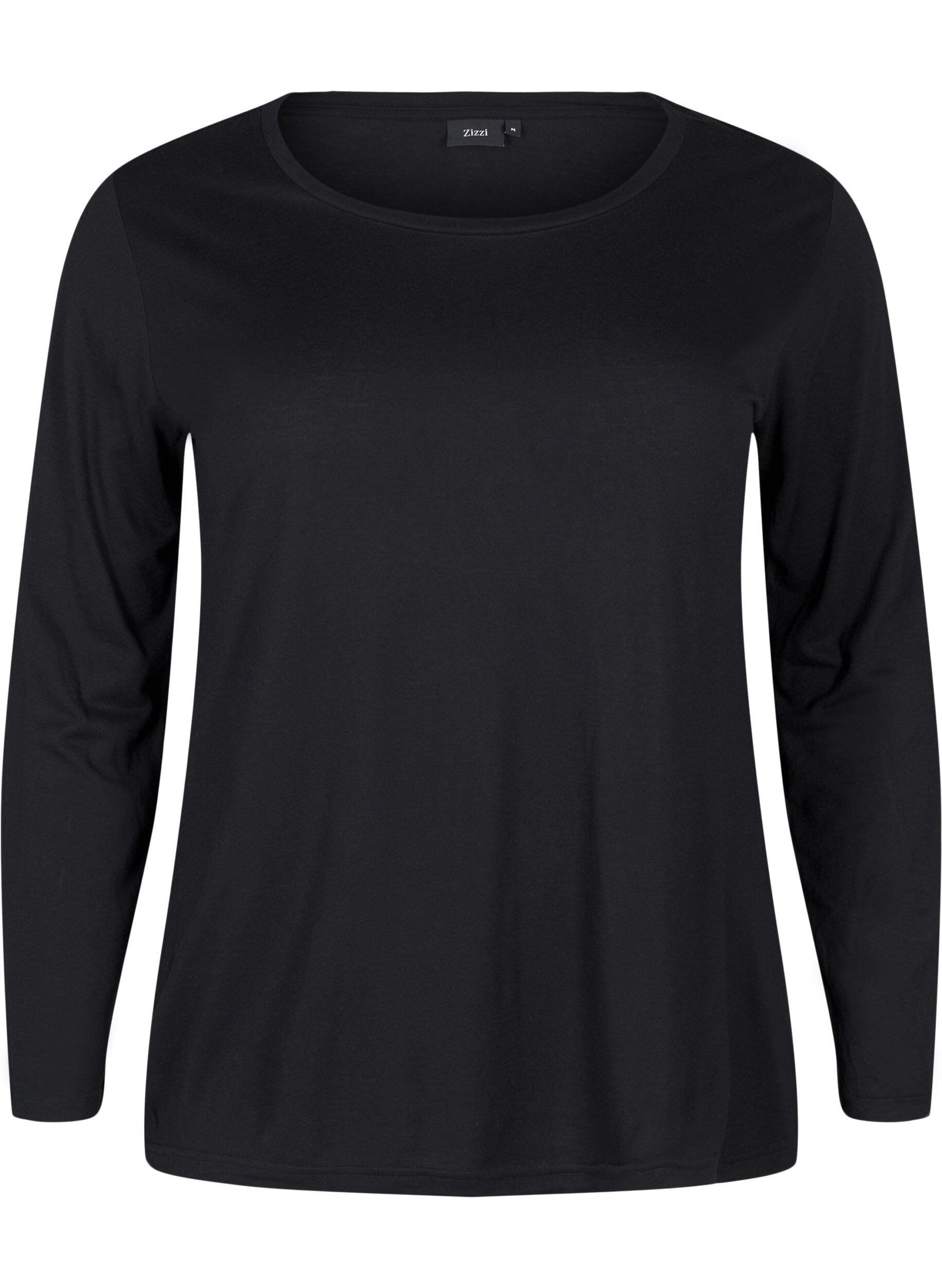 ZizzifashionLong-sleeved blouse in wool and viscose, Black, Packshot image number 0