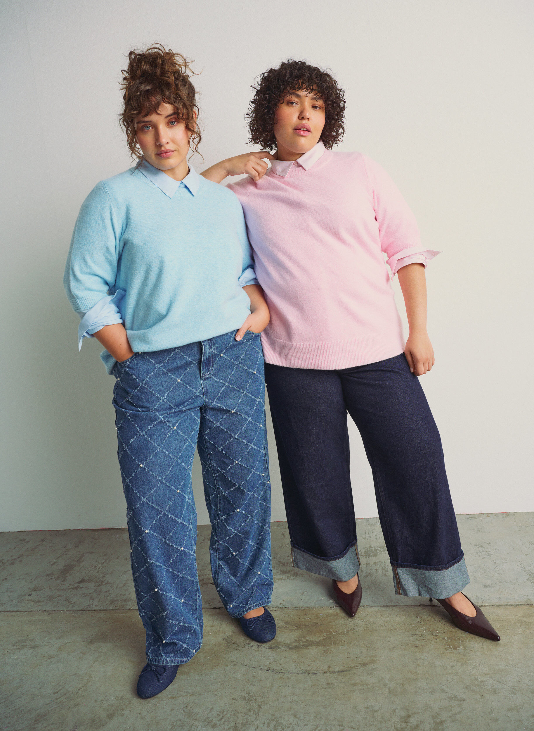 Zizzifashion Knitted blouse with short sleeves, Light Blue, Image image number 0