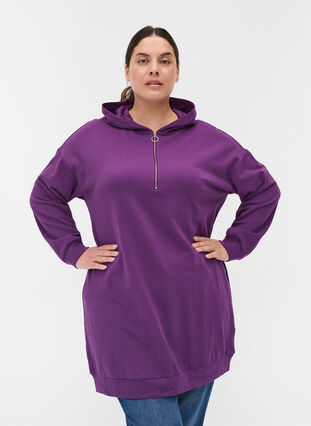 Sweat dress with hood and zipper, Majesty, Model image number 0