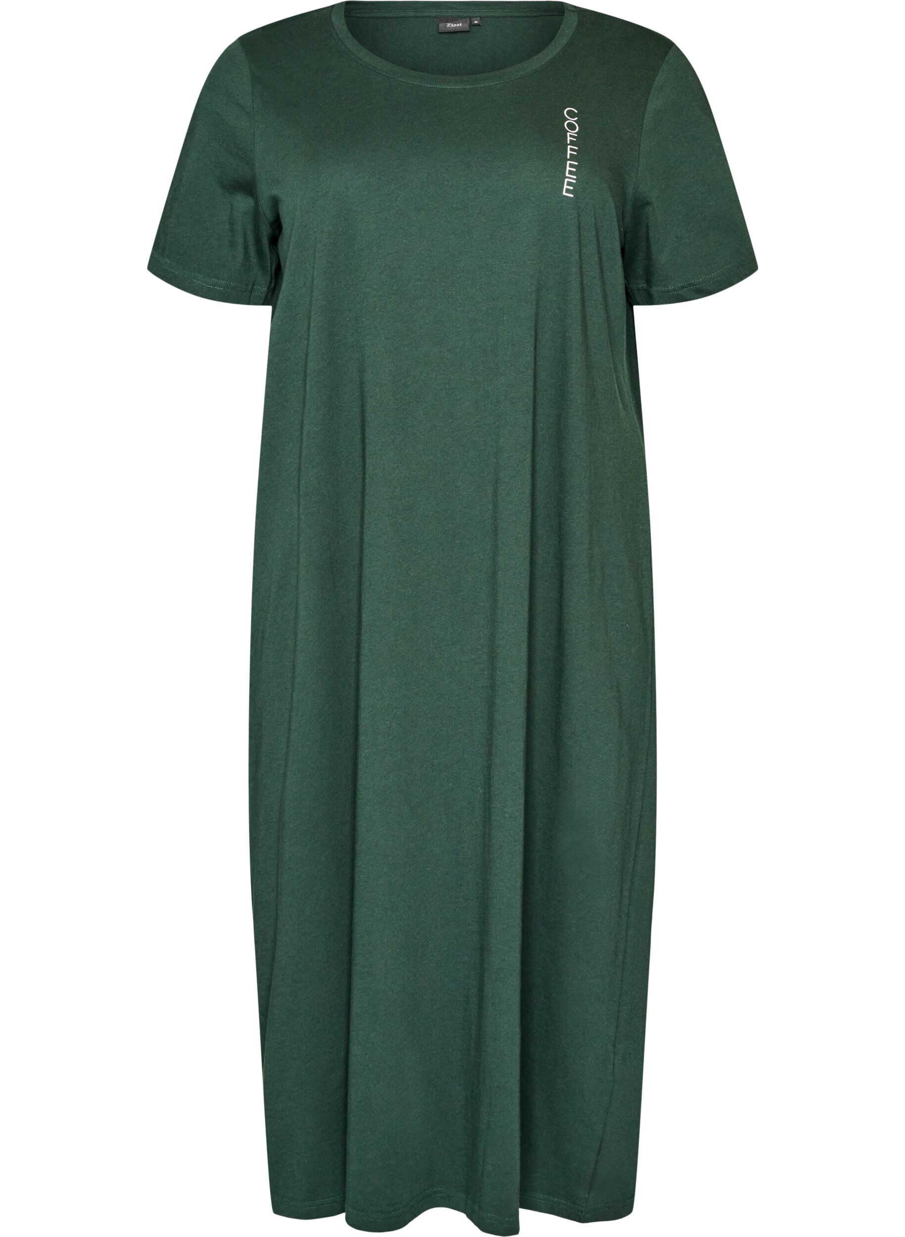 ZizzifashionMidi nightgown in organic cotton, Green, Packshot image number 0