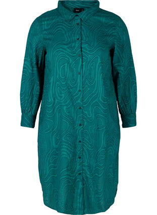 Long patterned shirt in cotton, Pacific, Packshot image number 0