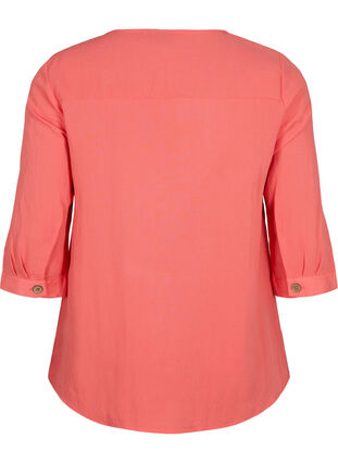Viscose blouse with buttons and v-neck, Deep Sea Coral, Packshot image number 1