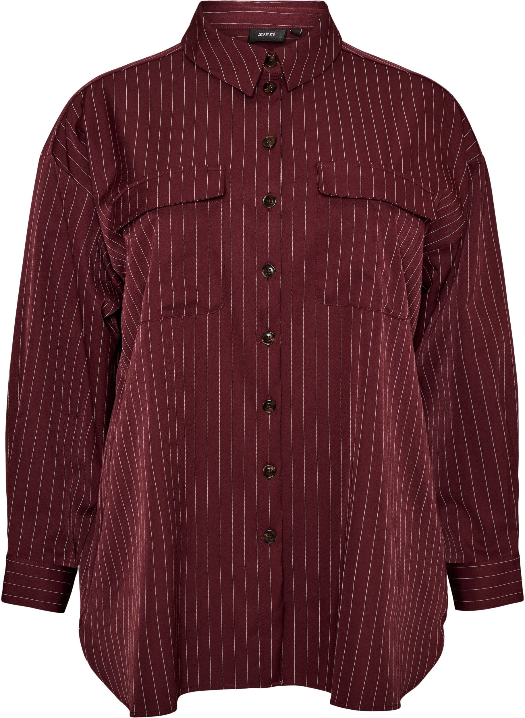 ZizzifashionPinstripe shirt with chest pockets, Red, Packshot image number 0