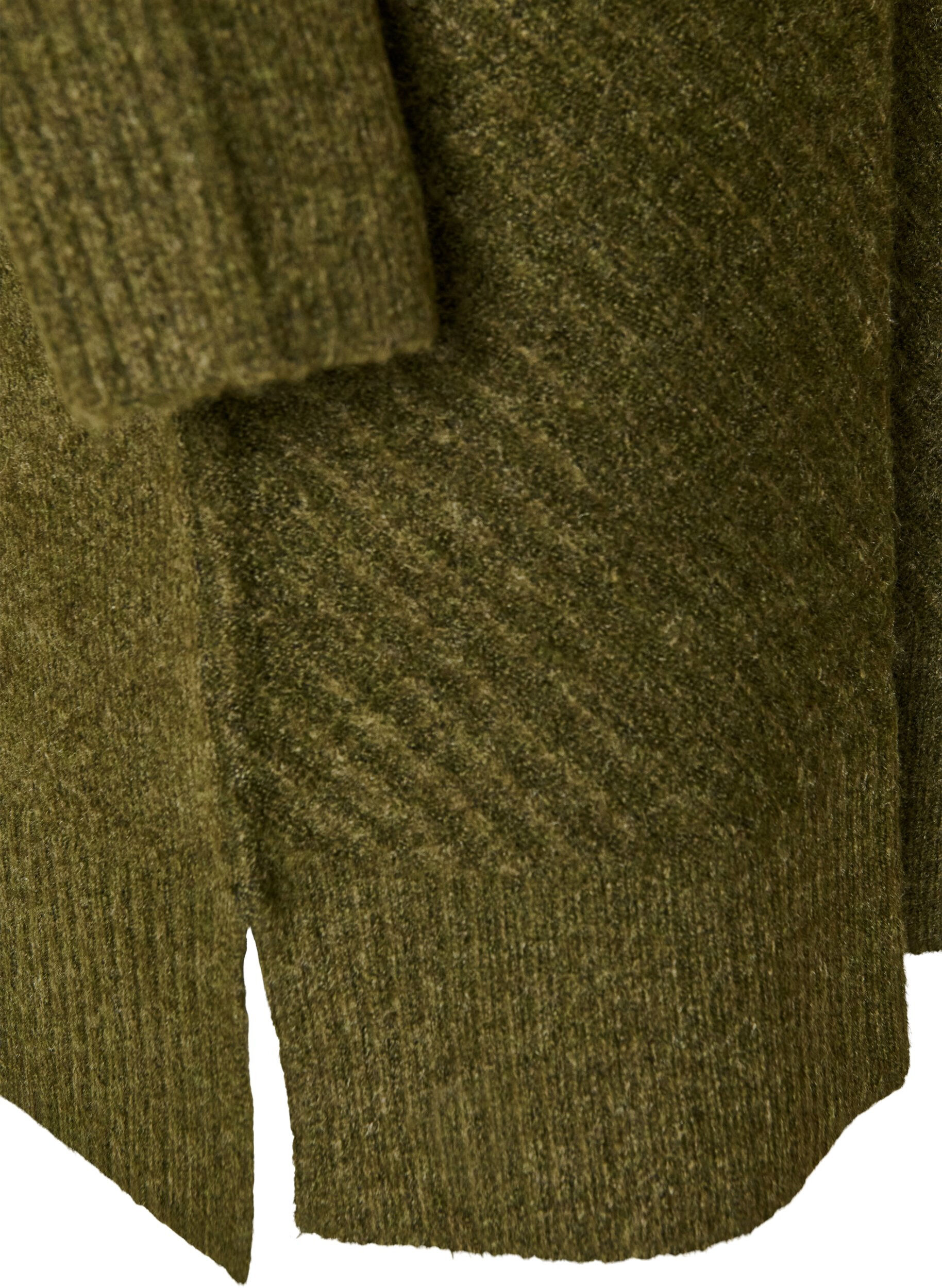 ZizzifashionShort knitted dress with a V-shaped textured pattern, Green, Packshot image number 3