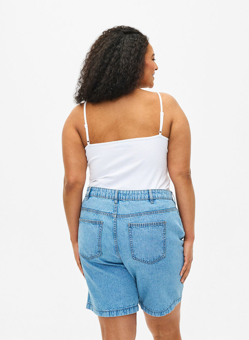 Organic cotton rib top with cross detail, Bright White, Model image number 1