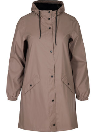 Hooded raincoat with taped seams, Iron, Packshot image number 0