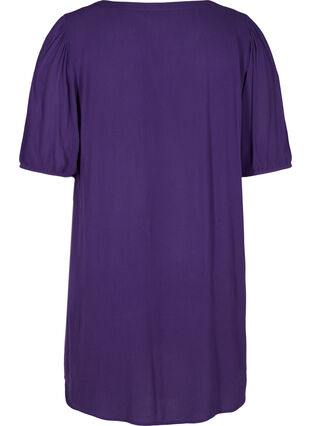 Viscose tunic with V-neck and buttons, Purple, Packshot image number 1