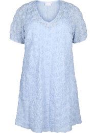 Party dress with 3D flowers, Cashmere Blue, Packshot