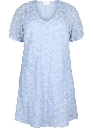 Party dress with 3D flowers, Cashmere Blue, Packshot image number 0