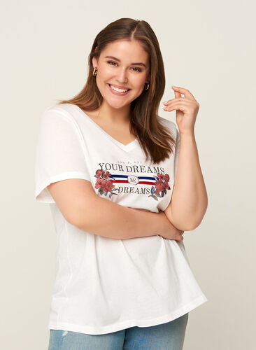 Short-sleeved t-shirt with print, Bright White, Model image number 0
