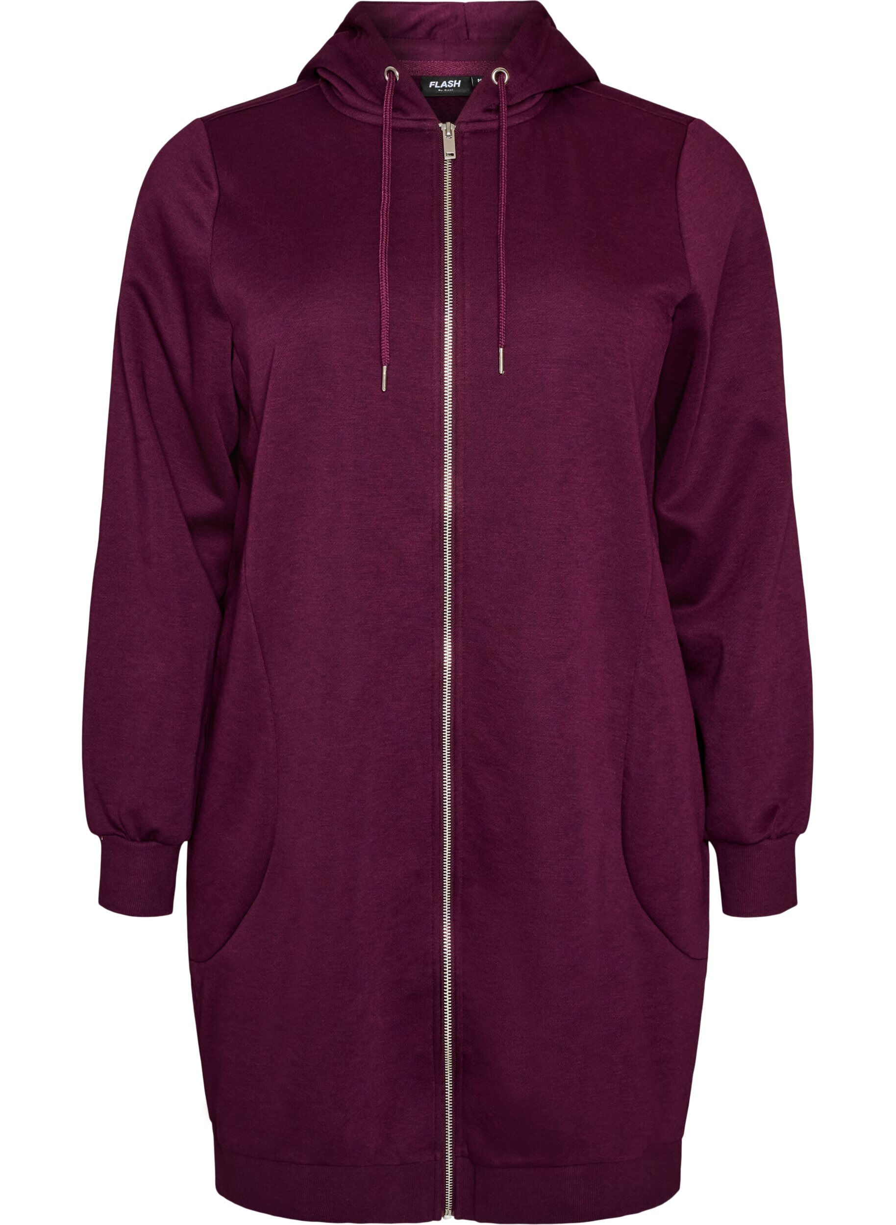 FLASH - Long hoodie with zip and pockets