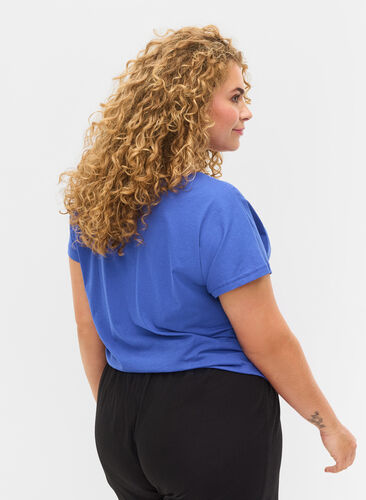 Loose short-sleeved cotton t-shirt, Dazzling Blue SUNNY, Model image number 1