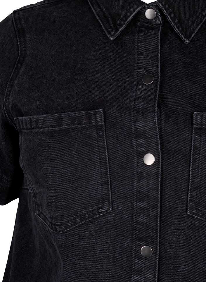 Long denim shirt with short sleeves, Grey Washed, Packshot image number 2