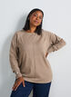 Knitted blouse with round neck and knitted pattern, Beige, Model image number 0
