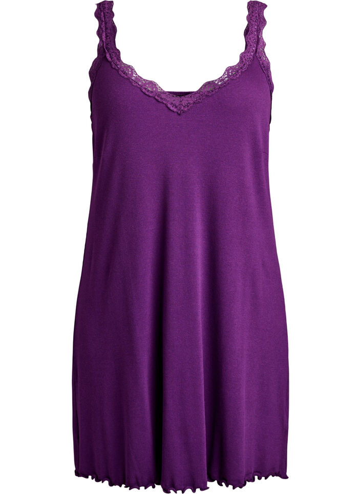 Nightgown with lace hem, Purple, Packshot image number 0