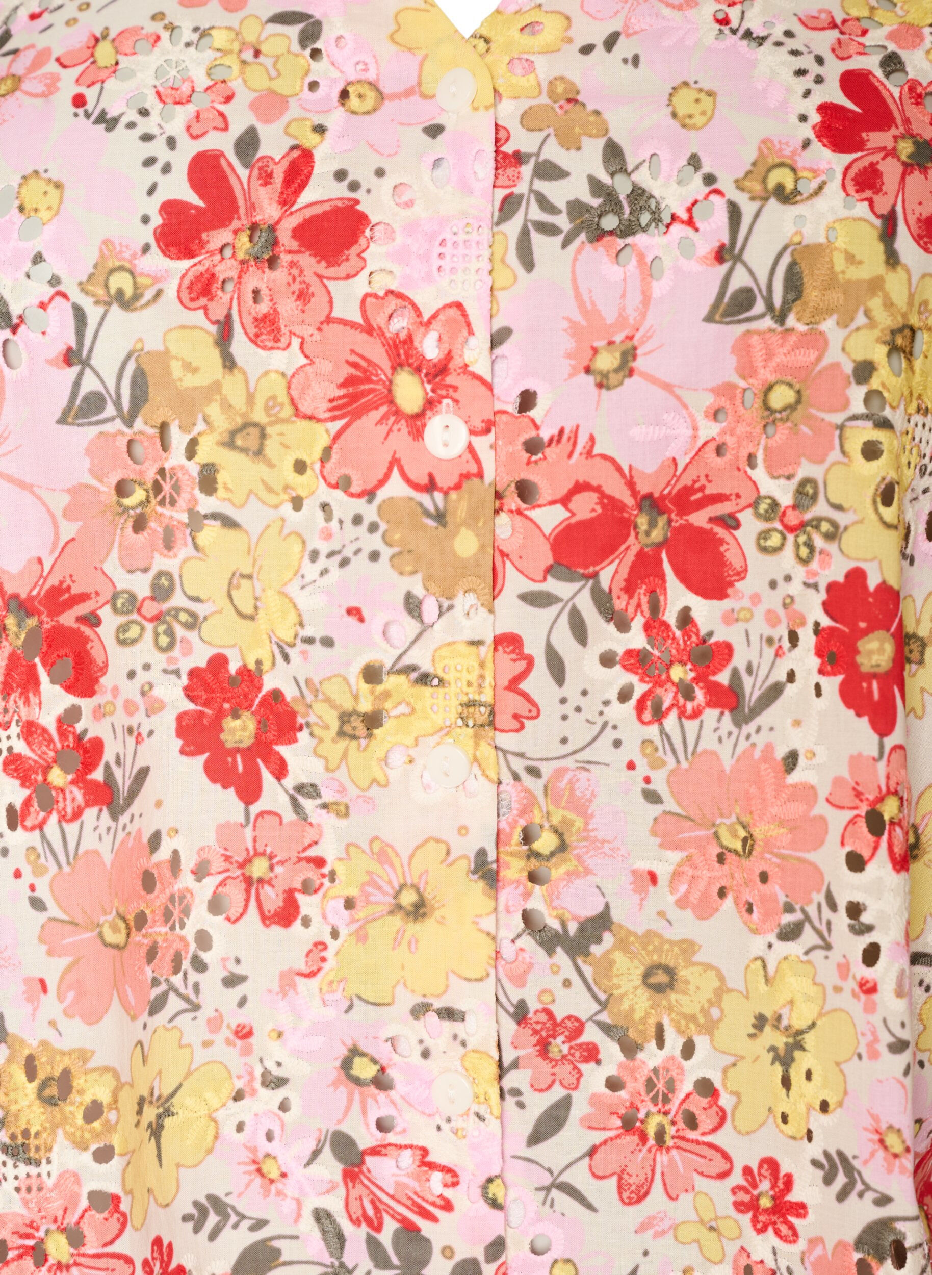 Zizzifashion Floral blouse with eyelet embroidery and V-neck, Rose, Packshot image number 2