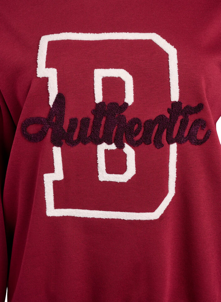 Sweatshirt with terry text, Dark Bordeaux, Packshot image number 2
