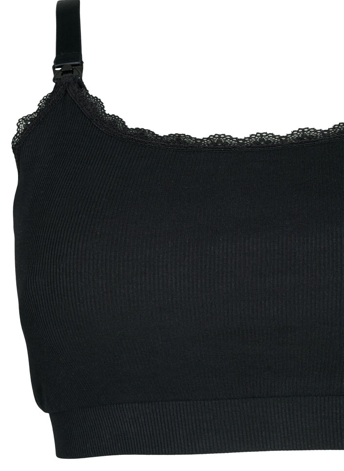 Nursing bra in rib quality, Black, Packshot image number 2
