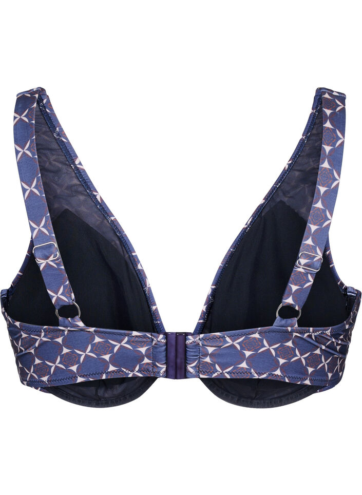 Printed bikini top with underwire, Blue, Packshot image number 1