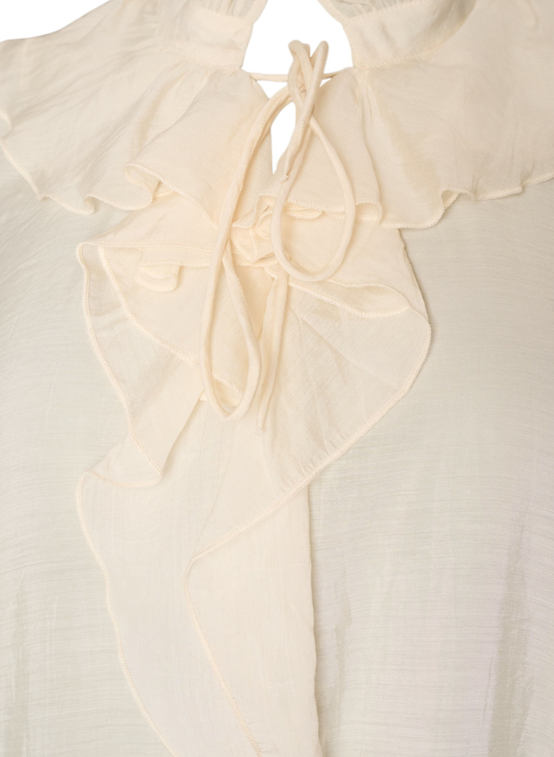 ZizzifashionViscose blouse with ruffles and long sleeves, Vanilla, Packshot image number 2