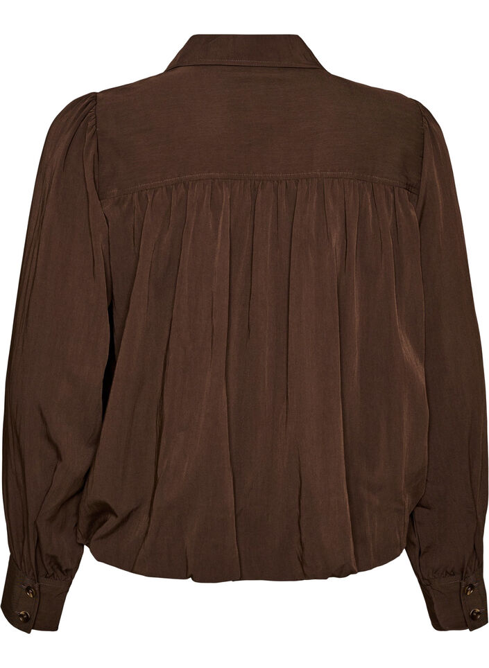 Shirt with balloon shape and concealed zip, Brown, Packshot image number 1
